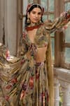 Amrin khan_Green Georgette And Organza & Embroidery Floral & Layered Lehenga Set _Online_at_Aza_Fashions