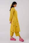 Tussah By Siddhi Shah_Yellow Cotton Cut-work Round Hem Kurta With Pant  _Online_at_Aza_Fashions