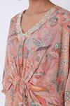 Archana Shah_Peach Bemberg Crepe Printed Kaftan _Online_at_Aza_Fashions