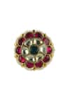 Ishhaara_Red Patchwork, Diamonds Ruby Embellished Ring _Online_at_Aza_Fashions