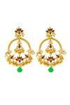 Ishhaara_Multi Color Stones, Gota Patti Kundan Embellished Earrings _Online_at_Aza_Fashions