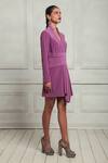 Couché By Anandini_Purple Pashmina Mandarin Collar Punto Draped Blazer Dress _Online_at_Aza_Fashions