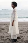 Baju_Ivory Chanderi Cotton Silk Hollis Lace Work Dress_Online_at_Aza_Fashions