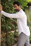 Raw & Rustic by Niti Bothra_White 100% Pure Supima Cotton With Natural Strech Mandarin Collar Kurta Shirt _Online_at_Aza_Fashions