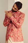 Ankita Lath_Pink Silk And Embroidery Abstract Bandhgala  _Online_at_Aza_Fashions