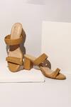 Myra_Brown Plain Basket Weave Two Strap Heels_Online_at_Aza_Fashions