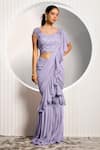 Jade By Ashima_Purple Georgette Embroidery Linear Pre-draped Gharara Saree With Blouse_Online_at_Aza_Fashions