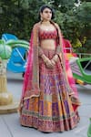 Irrau by Samir Mantri_Multi Color Georgette Hand Embroidered And Printed Panelled Bridal Lehenga Set_Online_at_Aza_Fashions