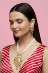 Samyukta Singhania_White Pearl Chain Layered Long Pendant Necklace Set _Online_at_Aza_Fashions