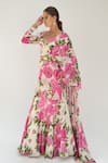 Buy_SANAM_Ivory Silk Georgette Satin Floral V Ivy Patterned Pre-stitched Lehenga Saree Set_Online_at_Aza_Fashions