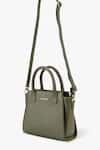 Tan & Loom_Green Textured Genuine Leather Pebble Grain Sling Bag _Online_at_Aza_Fashions