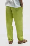 Terra Luna_Green 100% Organic Handloom Oxford Cotton Solid Pant _Online_at_Aza_Fashions