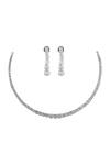 Ishhaara_Silver Plated Crystals Zirconia Studded Necklace Set _Online_at_Aza_Fashions