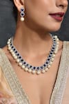 Shop_SWABHIMANN_Blue Sapphire Stone And Pearls Embellished Necklace Set _Online_at_Aza_Fashions