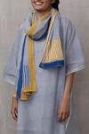 Banana Labs_Multi Color Cotton Printed Stripe Asymmetric Kaftan With Stole _Online_at_Aza_Fashions