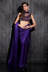 Shilpi Gupta_Purple Saree  Silk Satin Embroidered Border Pre-draped With Blouse  _Online_at_Aza_Fashions