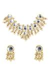 Ishhaara Gold Plated Beads, Diamonds Kundan Stone Embellished Necklace Set Online at Aza Fashions Ishhaara_Gold Plated Beads, Diamonds Kundan Stone Embellished Necklace Set _Online_at_Aza_Fashions