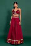 Varun Bahl_Fuchsia Lehenga And Blouse Chanderi & Dupatta Organza Print & Set  _Online_at_Aza_Fashions