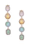 Ishhaara Green Crystals Geometric Embellished Earrings Online at Aza Fashions Ishhaara_Green Crystals Geometric Embellished Earrings _Online_at_Aza_Fashions