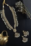 Paisley Pop_Gold Plated Diamonds, Pearls Polki Necklace Set _Online_at_Aza_Fashions