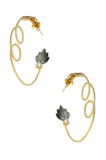 Ishhaara_Gold Plated Pearls Embedded Hoop Earrings _Online_at_Aza_Fashions