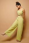 AHI Clothing_Green Imported Plain Scoop Neck Corset Top And Wide Leg Pant Set _Online_at_Aza_Fashions