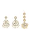 Ishhaara_Gold Plated Stones, Pearls Drop Chandbalis With Maangtikka _Online_at_Aza_Fashions