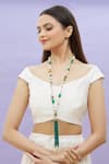 Kista_Green Beads Pearl Tassel Long Necklace _Online_at_Aza_Fashions