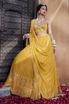 Buy_Kritika Dawar_Yellow Lehenga Chikankari Georgette Embroidery Mukaish Paisley Bridal Set _Online_at_Aza_Fashions