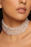 Swabhimann_White Gold Tone Multi Layered Choker Necklace _Online_at_Aza_Fashions