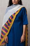 BANANA labs_Blue Cotton Plain Kurta Set With Stripe Print Dupatta  For Kids_Online_at_Aza_Fashions