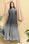 Chambray & Co._Grey Cotton Plain Stipes Round Tiered Maxi Dress _Online_at_Aza_Fashions