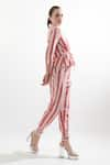 Cin Cin_Red Cotton Striped Shawl Collar Stin Shirt And Pant Set _Online_at_Aza_Fashions