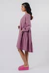 Tussah By Siddhi Shah_Purple Cotton Round Neck Cutwork Detail Dress _Online_at_Aza_Fashions