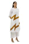 KHAT_White Poplin Cotton Square Neck Kurta And Palazzo Set _Online_at_Aza_Fashions