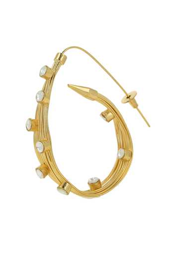 Ishhaara_Gold Plated Stones Embellished Hoop Earrings _at_Aza_Fashions