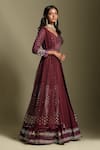 Two Sisters By Gyans_Maroon Georgette Embroidered Sequin And Resham Thread Work V Anarkali Lehenga Set _Online_at_Aza_Fashions