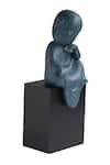 H2H_Blue Polyresin Baby Monk Sculpture _Online_at_Aza_Fashions