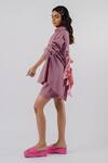 Tussah By Siddhi Shah_Purple Cotton Collared Back Tie-up Shirt And Shorts Set _Online_at_Aza_Fashions