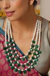 Swabhimann Green Pearl Embellished Layered Necklace Online at Aza Fashions Swabhimann_Green Pearl Embellished Layered Necklace _Online_at_Aza_Fashions