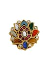 Ishhaara Multi Color Stones Lotus Shape Embellished Ring Online at Aza Fashions Ishhaara_Multi Color Stones Lotus Shape Embellished Ring _Online_at_Aza_Fashions