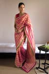 Shop_Shorshe Clothing_Gold Handloom Tissue Stripe Pattern Saree _at_Aza_Fashions