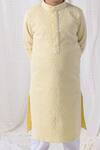 Chotibuti_Yellow Cotton Sequins, Embroidery Kurta Set _Online_at_Aza_Fashions