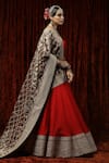 SHIKHAR SHARMA_Red Lehenga And Blouse Silk Chanderi Lal Gulab Bridal Set With Dupatta _Online_at_Aza_Fashions