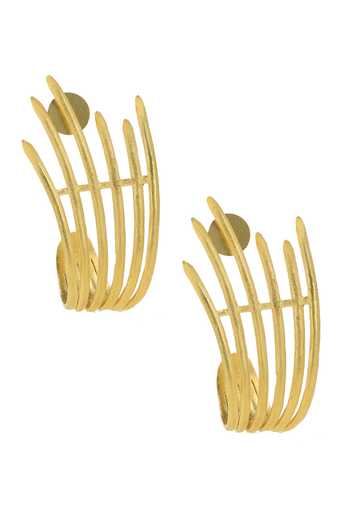 Ishhaara_Gold Plated Structured Stripe Pattern Earrings _Online_at_Aza_Fashions