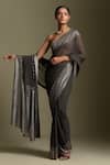 Two Sisters By Gyans_Grey Georgette Two Toned Saree With Unstitched Blouse Piece _Online_at_Aza_Fashions