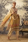 Kalista_Yellow Crepe, Georgette Embroidery, Cut Work, Adah Printed Straight Kurta Set _Online_at_Aza_Fashions