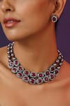 Swabhimann_Purple Stones Embellished Layered Choker Set _Online_at_Aza_Fashions
