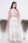 Little Bansi_White Net, Cotton Sequins, Embroidery Floral Bouquet Lehenga Set _Online_at_Aza_Fashions