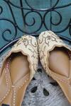 Stitched Soles_Gold Embroidery Taara Tiri Juttis_Online_at_Aza_Fashions